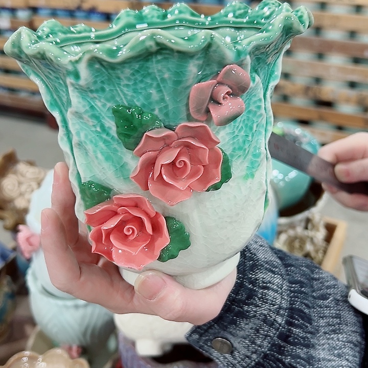 有孔.凑满10元发货多肉陶瓷花盆！