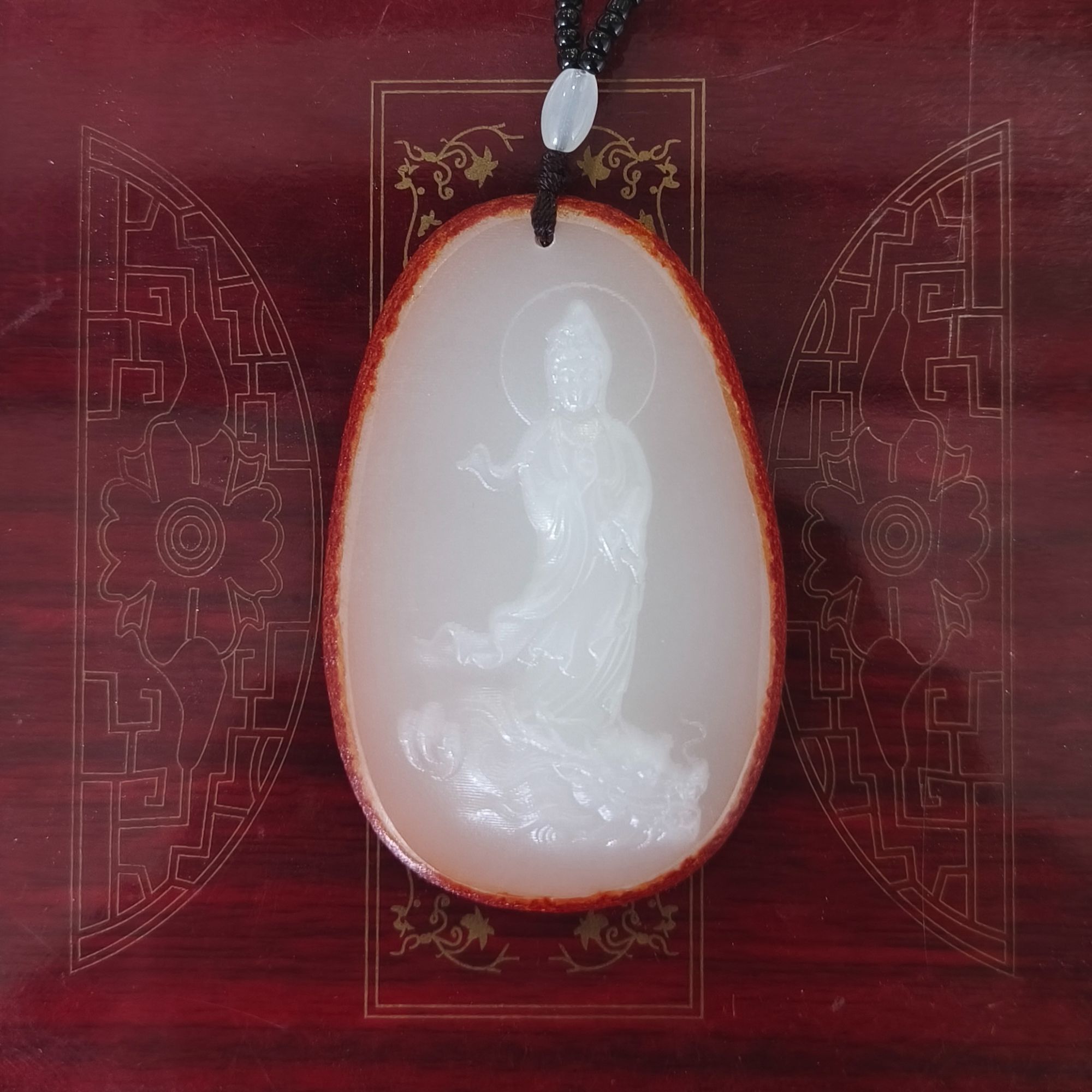 天然玉石 精美观音吊坠 带链子