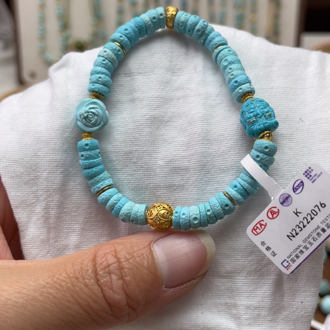 绿松石手链18K金镶嵌