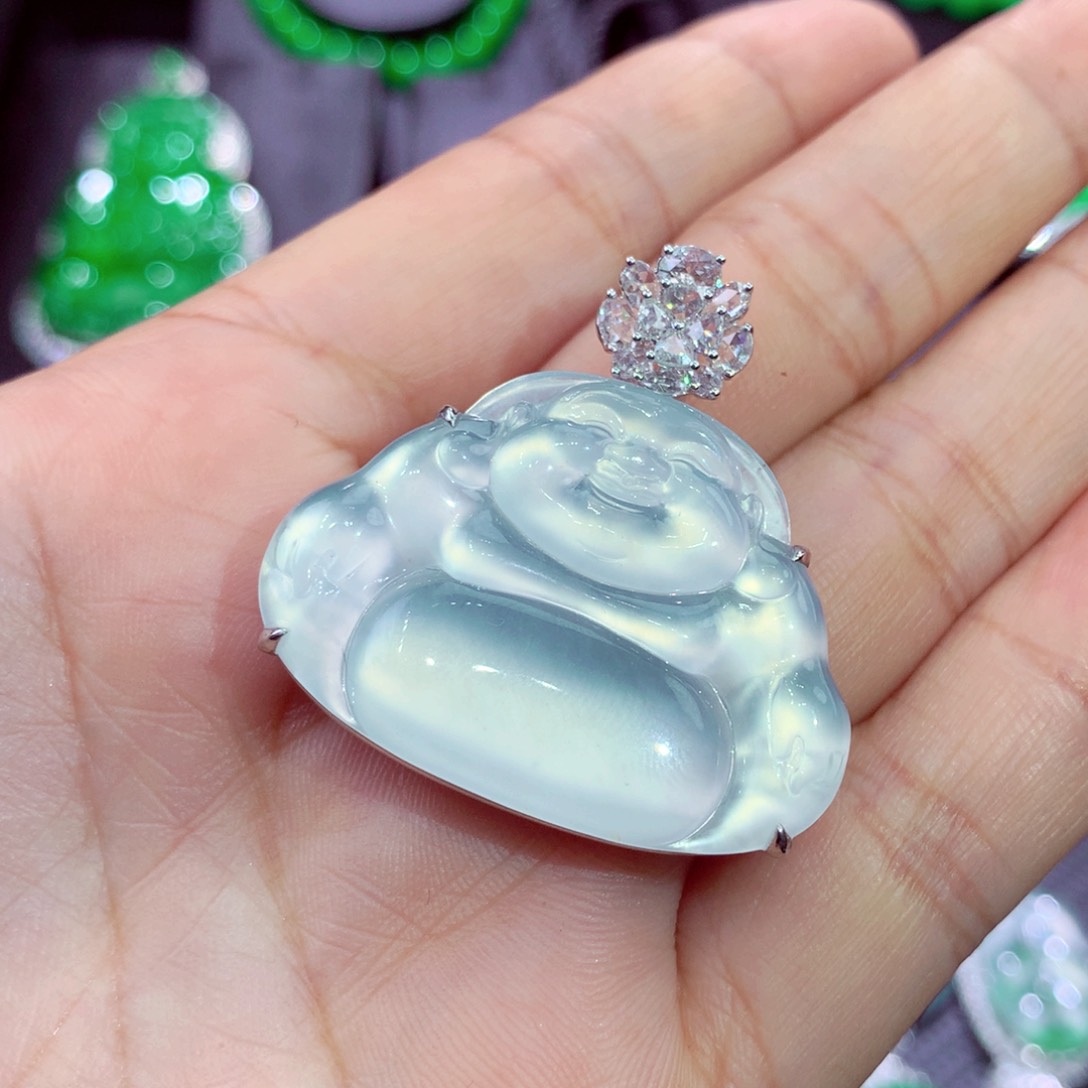 翡翠18K金镶嵌吊坠(不含链)啊*呀