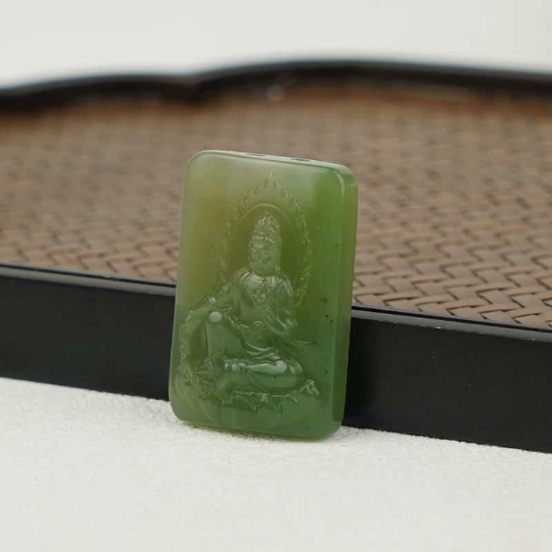 【香掌柜】和田玉翠青观音吊坠（发一件）