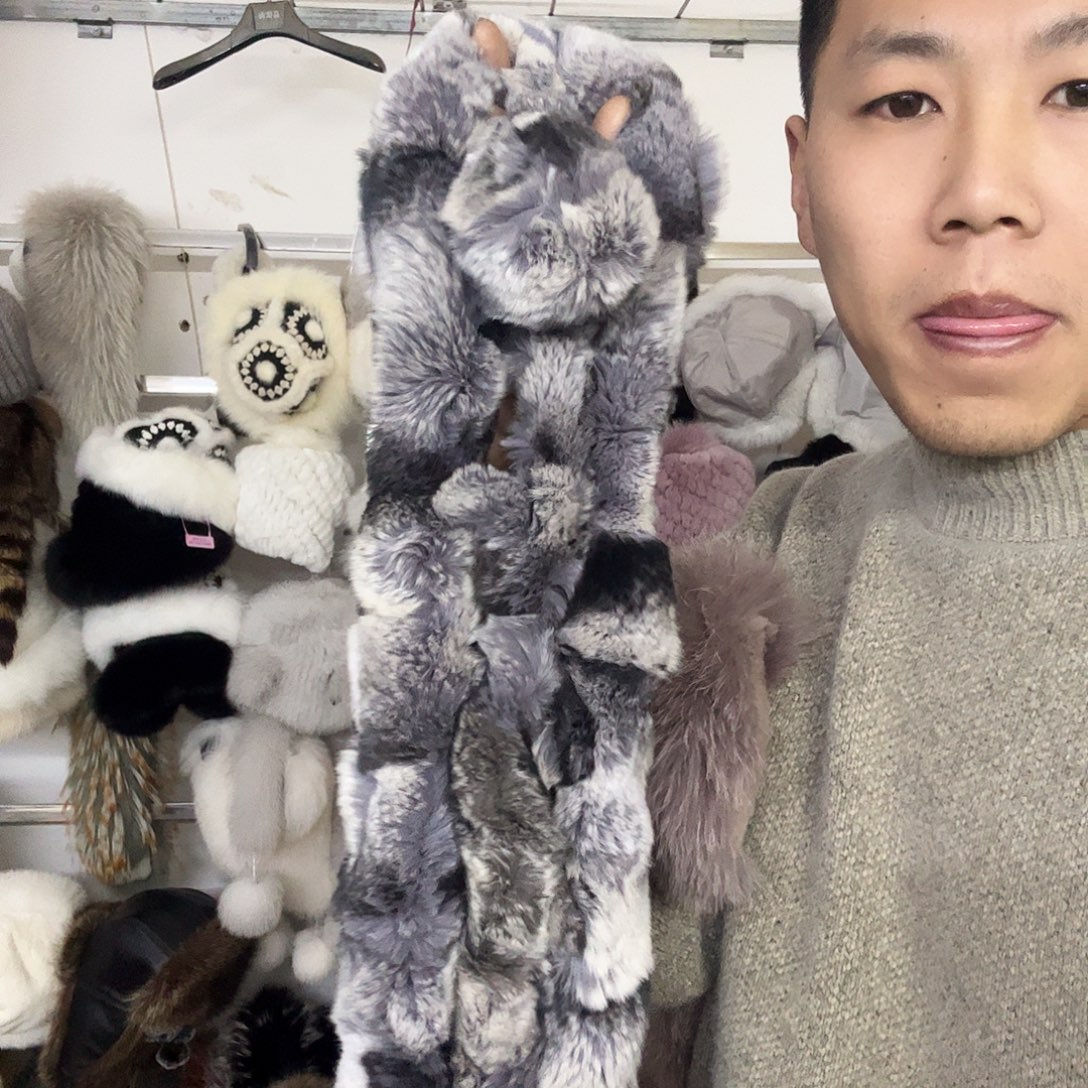 纯棉真皮真毛獭兔毛的