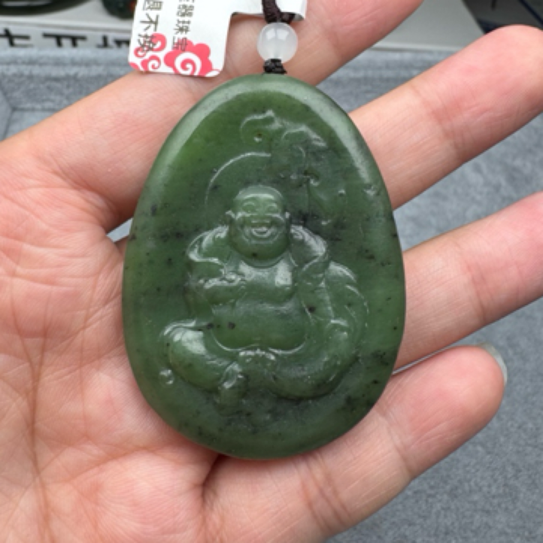天然和田玉碧玉佛公吊坠54.2*40*8.1