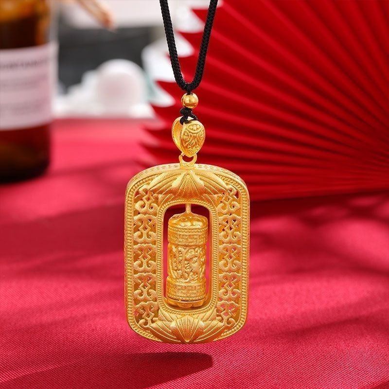 合金吊坠  国潮风复古吉祥如意可转动转运可调节项链绳百搭款式