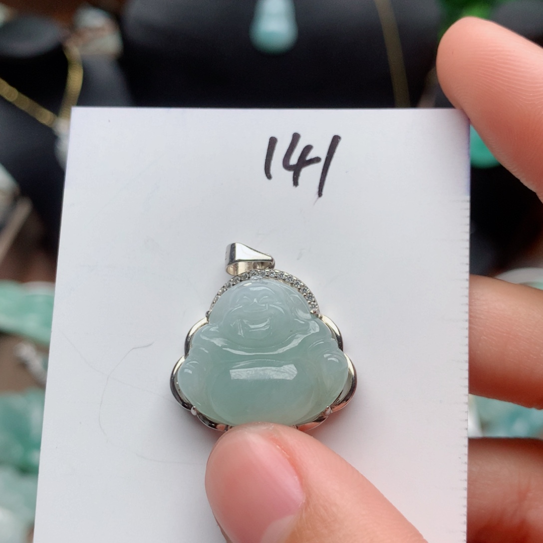 翡翠颈饰银S925镶嵌吊坠