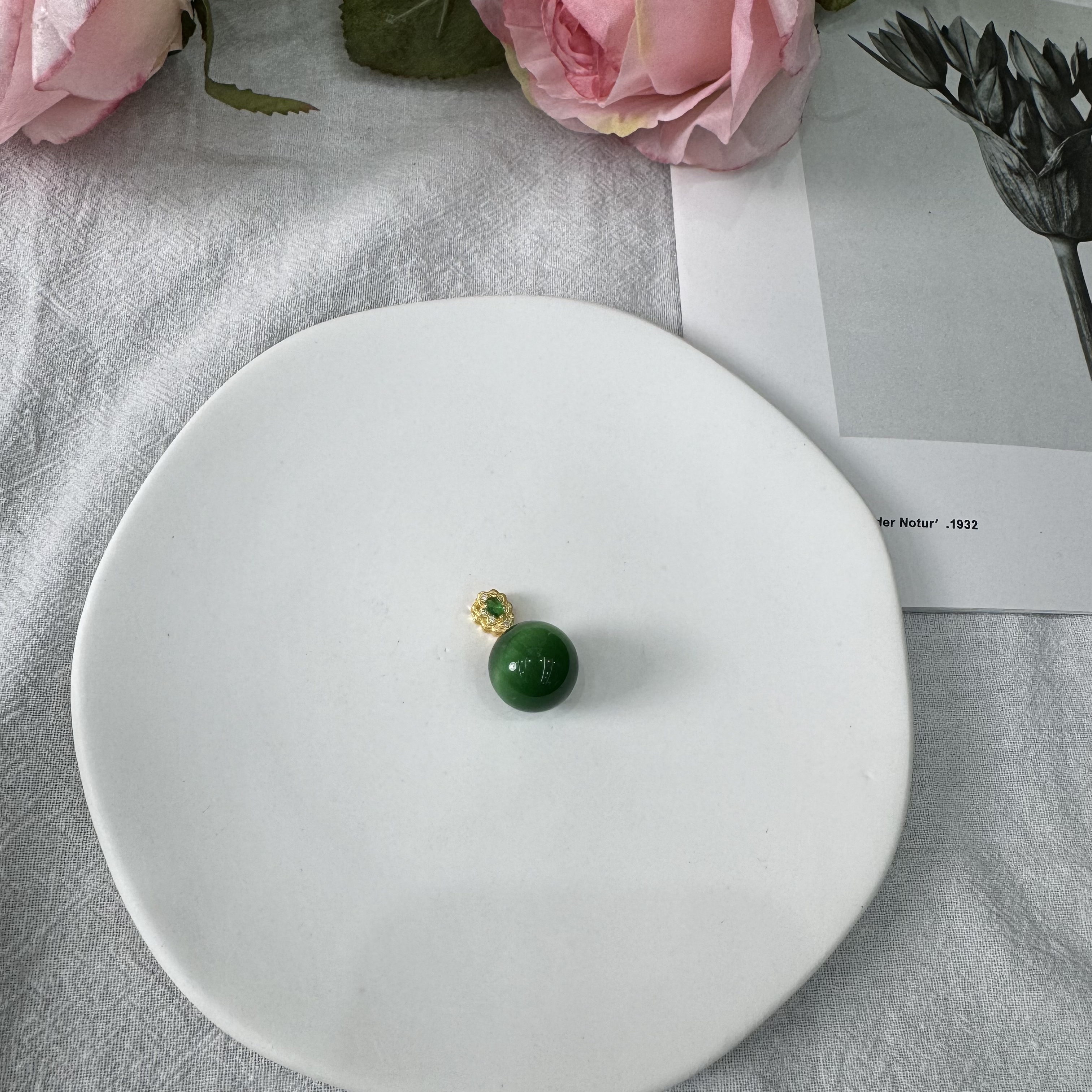 高定珠宝猫眼碧玉吊坠PP1308S318