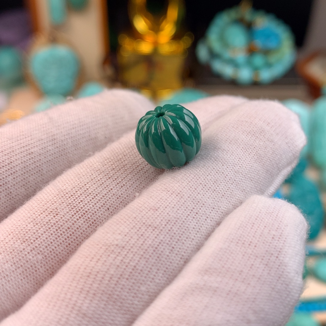 绿松石未镶嵌瓜瓜珠卡12+