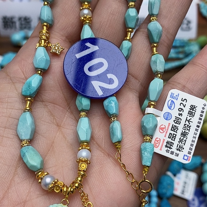 绿松石项链银S925镶嵌