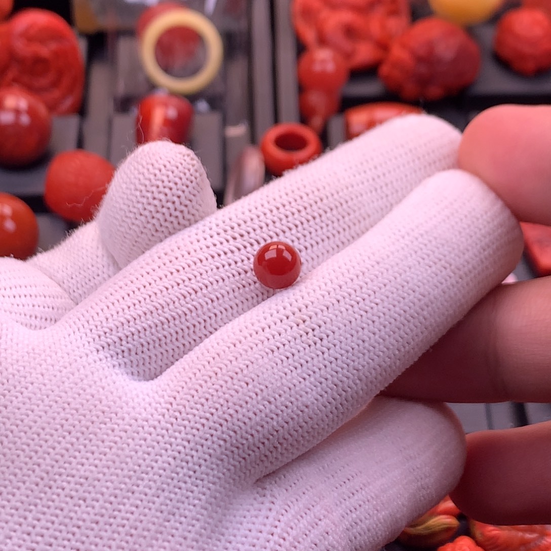 南红玛瑙未镶嵌川料原矿满色满肉锦红圆珠单珠7mm