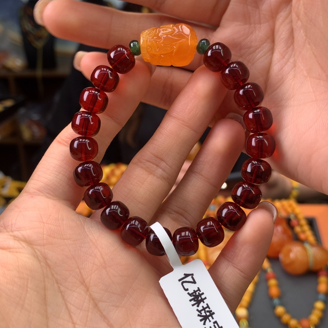 血珀手串未镶嵌天然