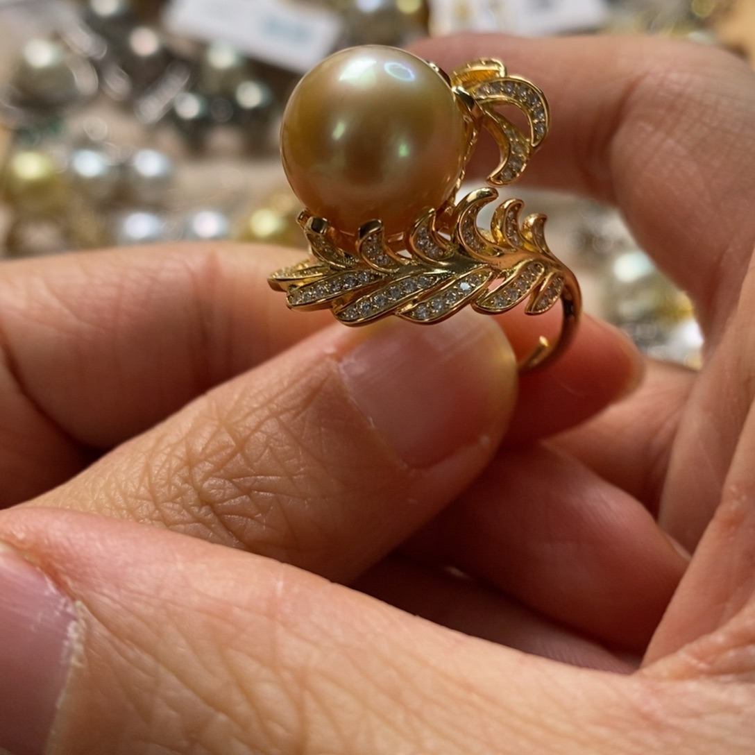 海水珍珠戒圈银S925镶嵌