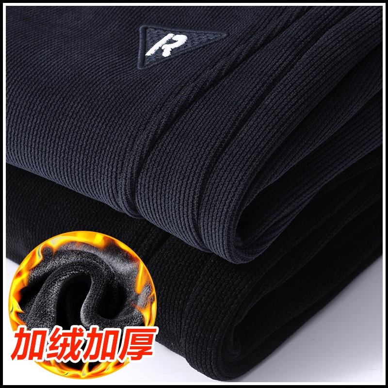 真维斯秋冬加绒加厚重磅灯芯绒卫裤男士2025冬季束脚抽绳休闲裤子