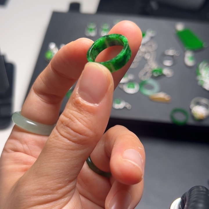 翡翠戒指未镶嵌夭然缅甸翡翠指环