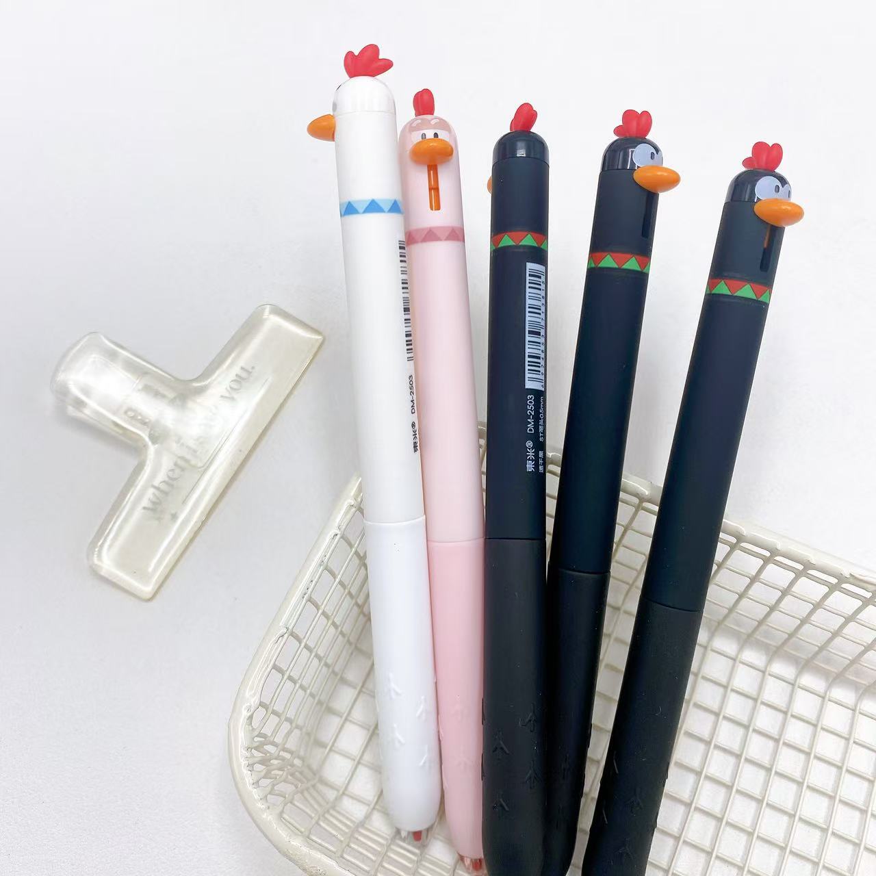 【黑墨/5支】KK01东米小鸡黑墨按动中性笔