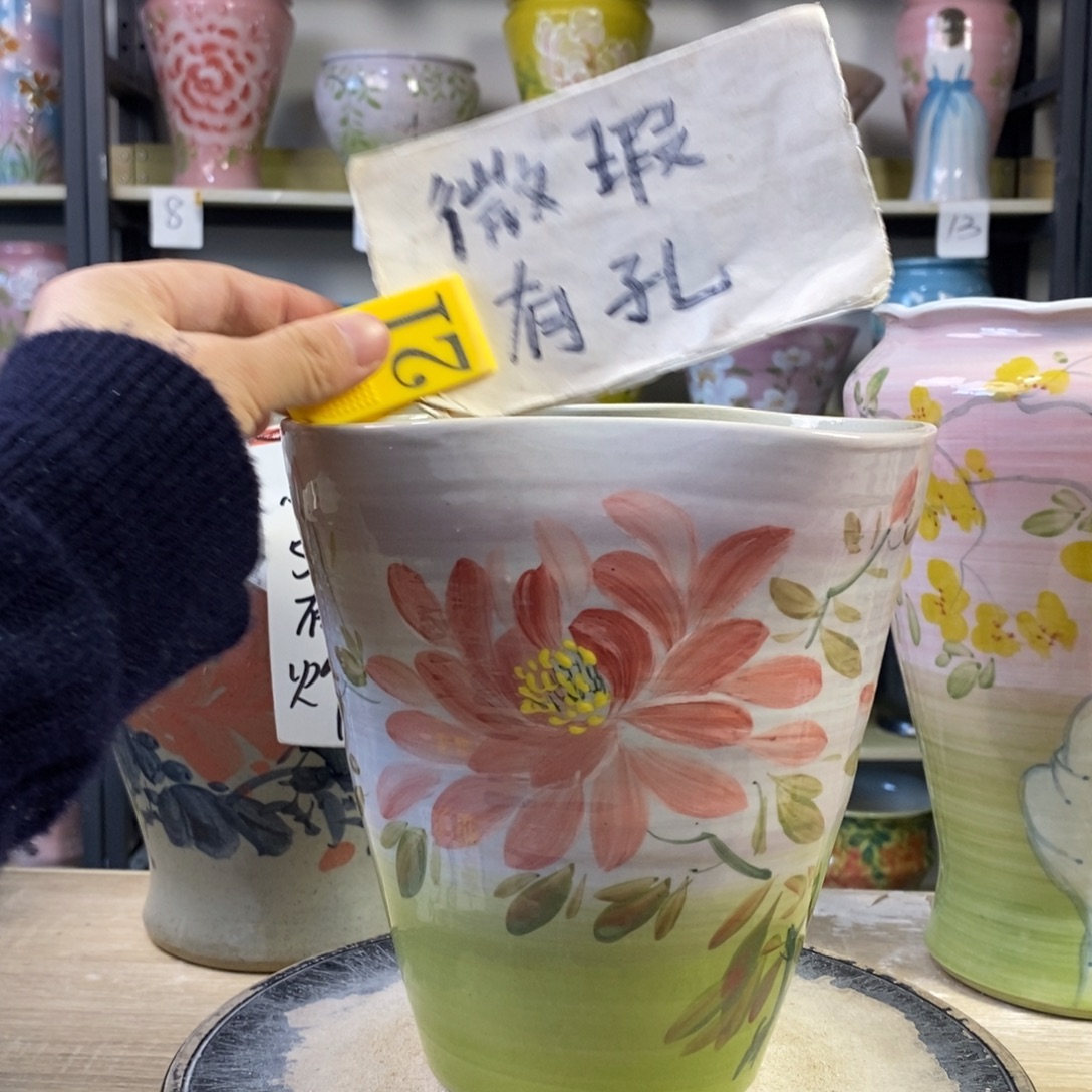 景德镇手工手绘陶瓷花盆