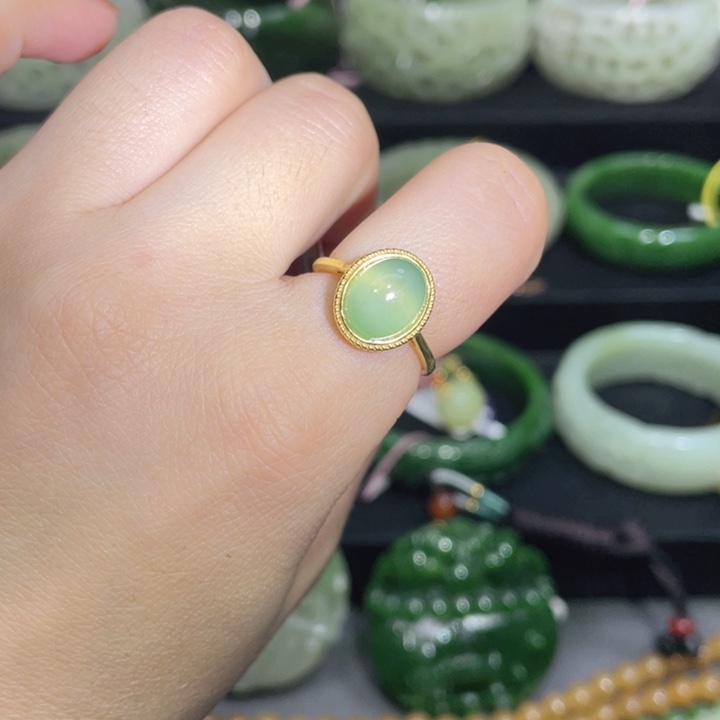 和田玉戒指银S925镶嵌