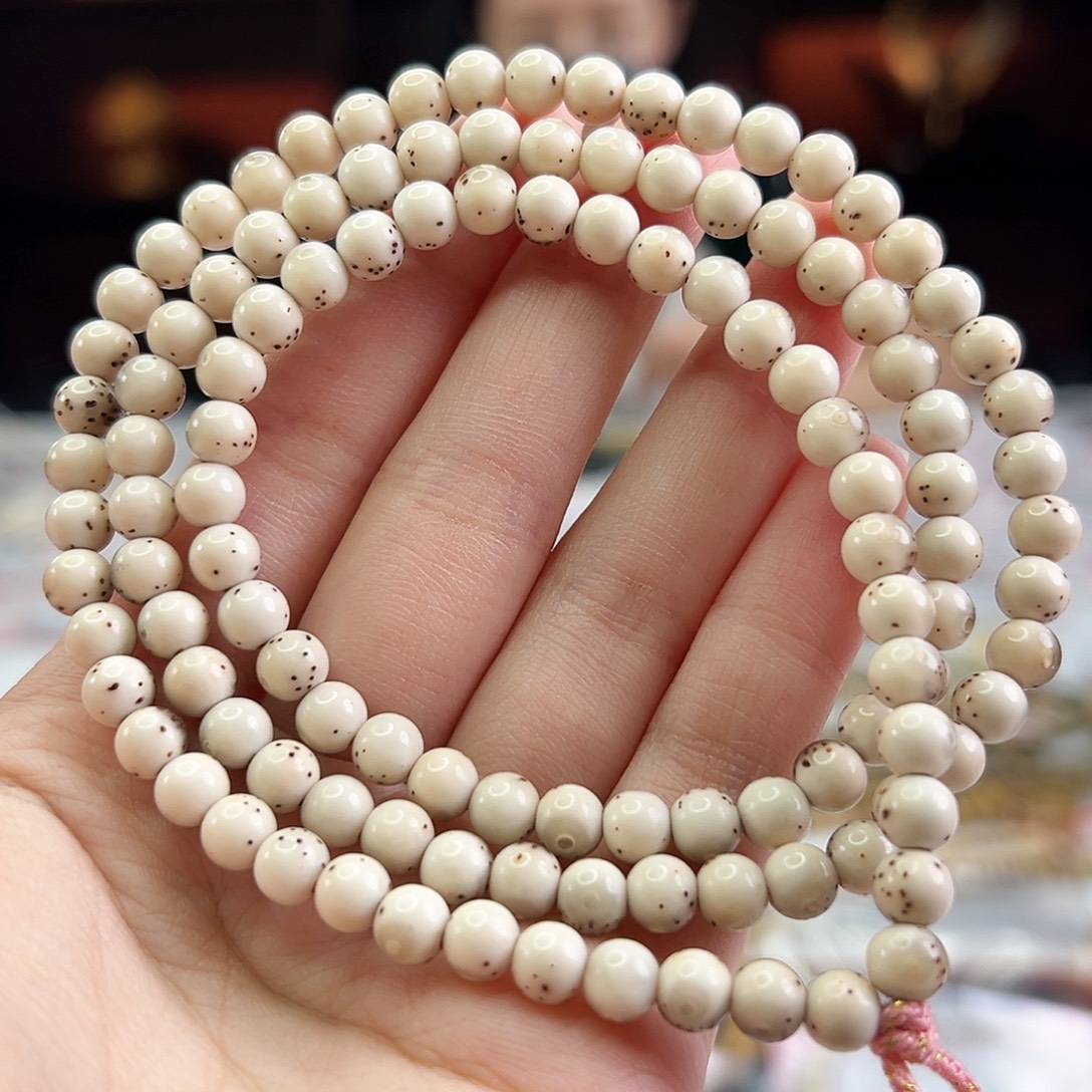 手串星月菩提Fqh6mm小龙蛋 大留白 玉化火烧云 颗粒星