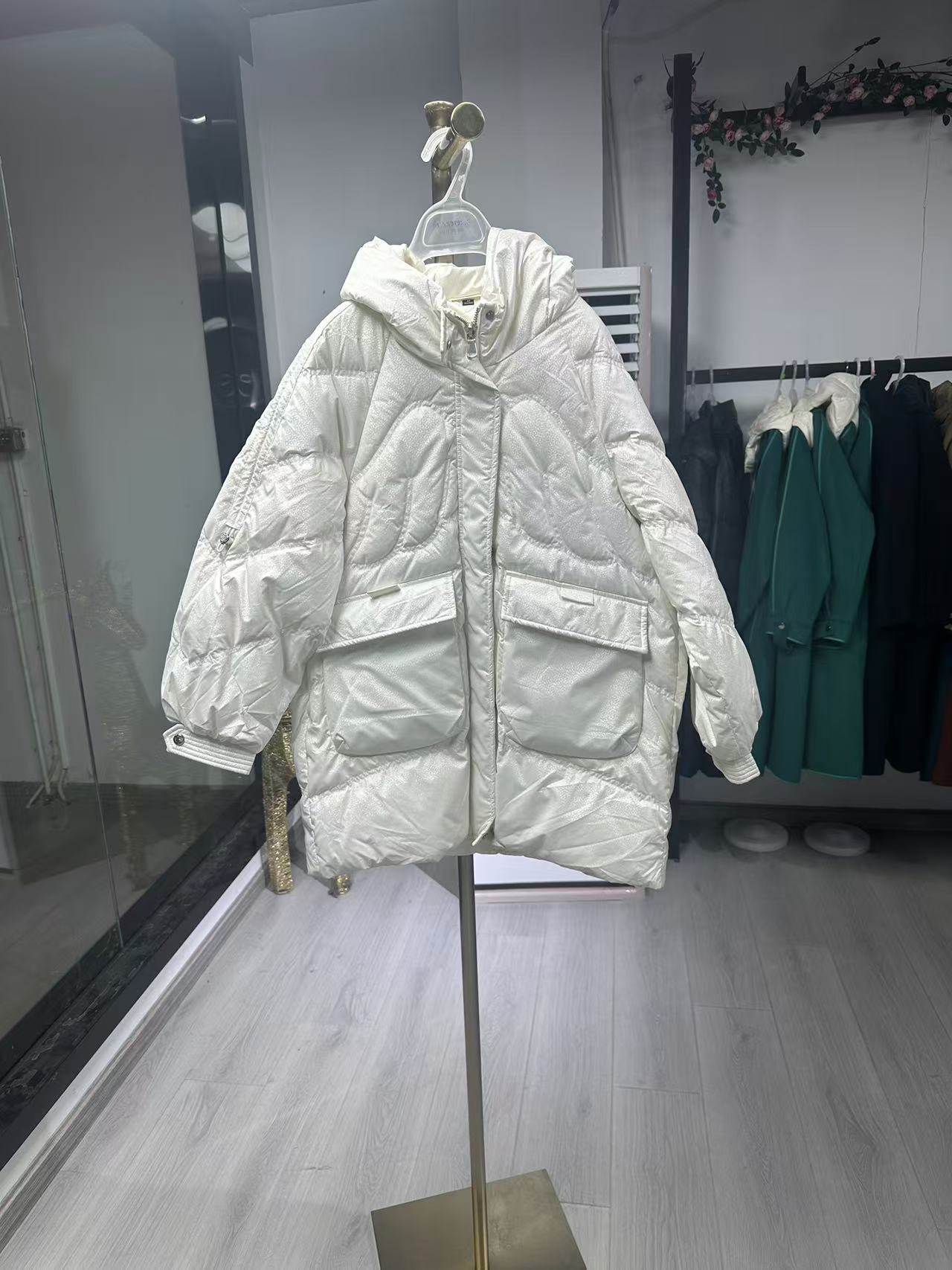 【JX6150白色外套】2024新冬季休闲白色保暖外套