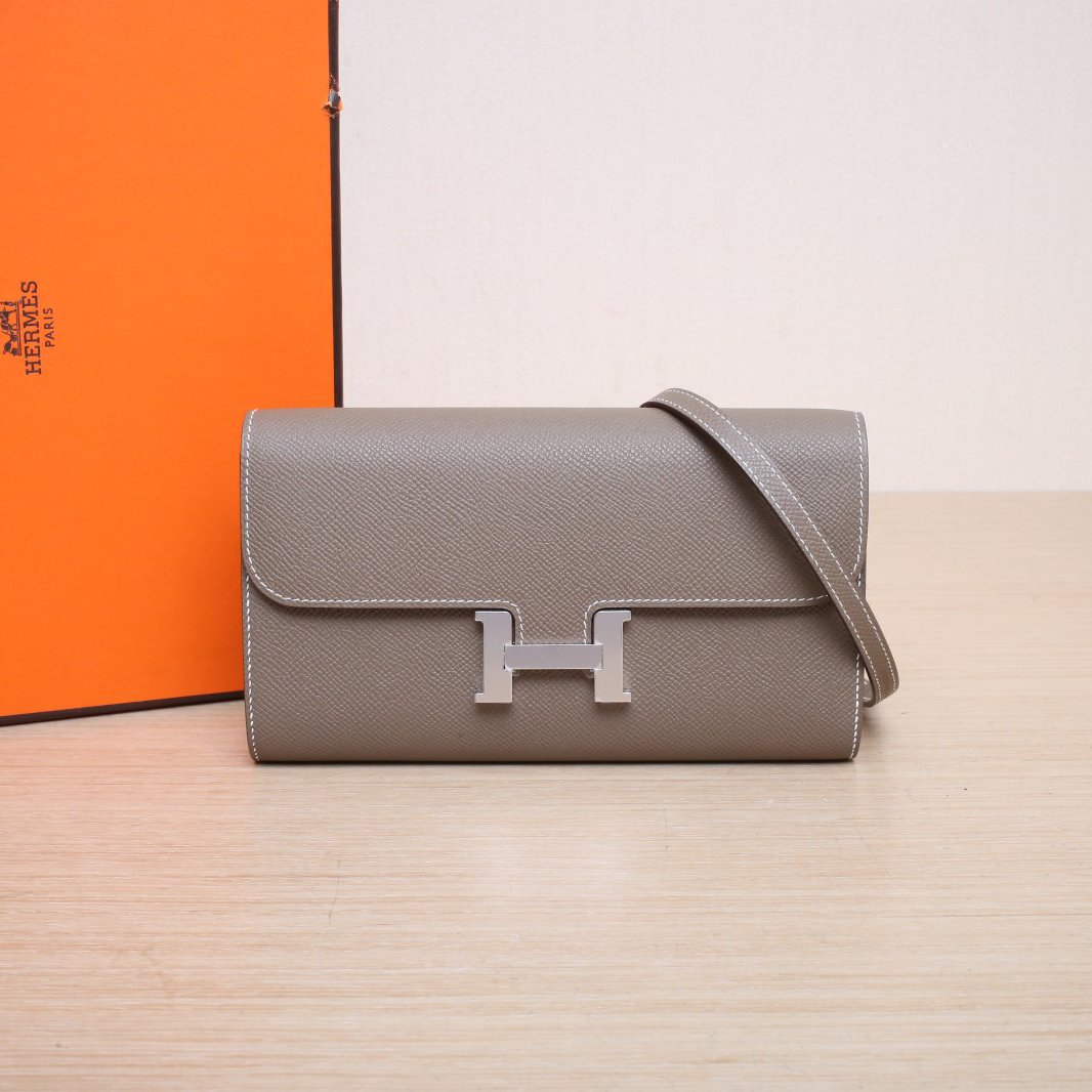 未使用 Hermes/爱马仕 大头活动 康康 TOGO肩带 大象灰 K 银扣 包