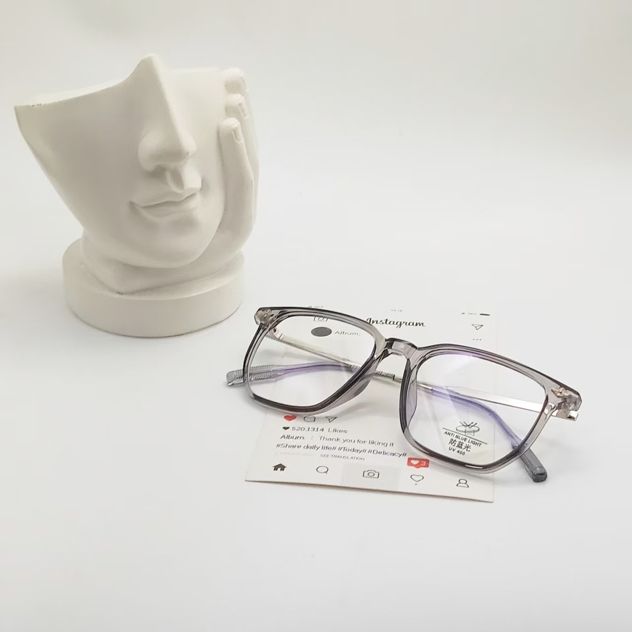 【5213】透灰色防蓝光平光镜男女同款不挑脸型复古防蓝光镜可配度数