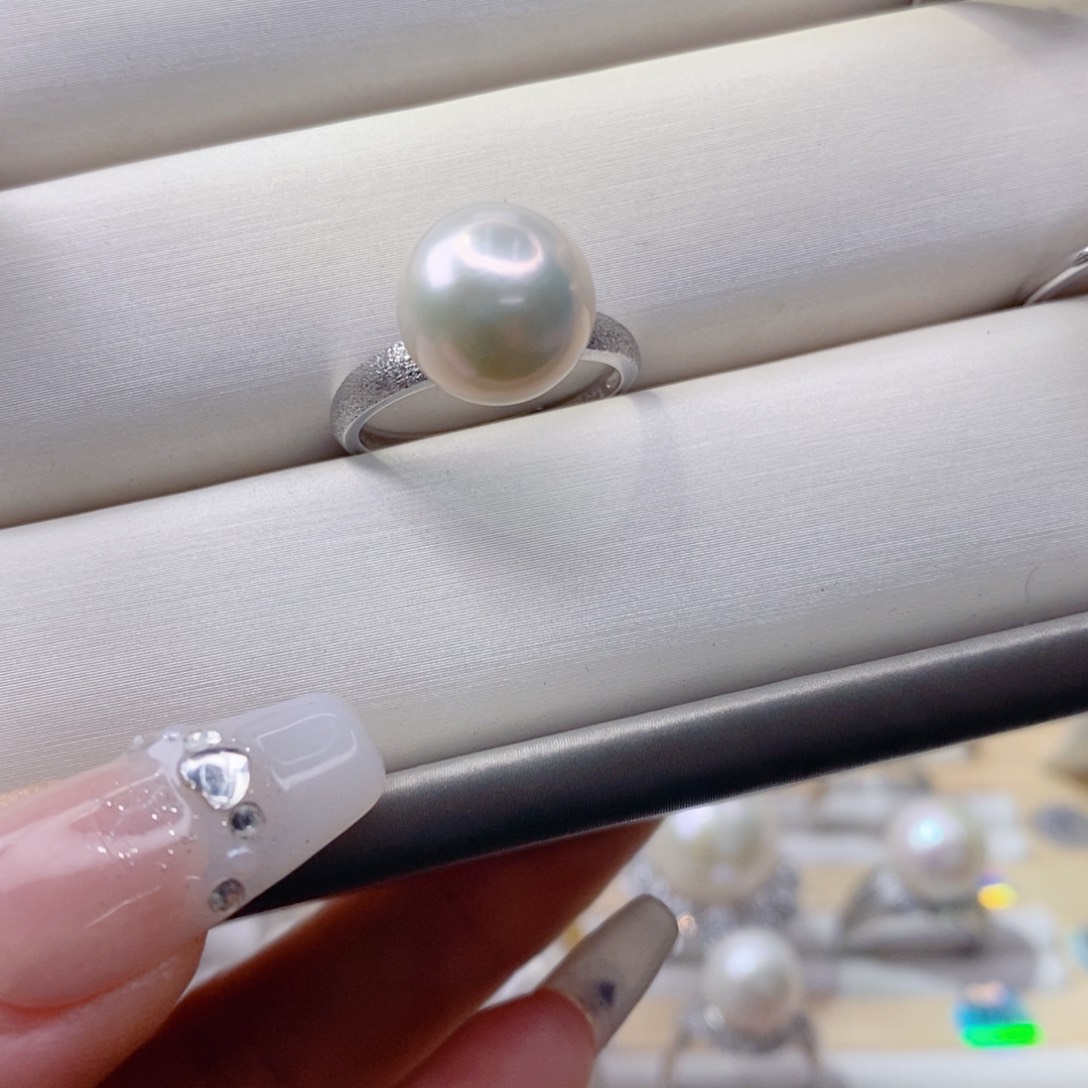 淡水珍珠戒指银S925镶嵌渔*