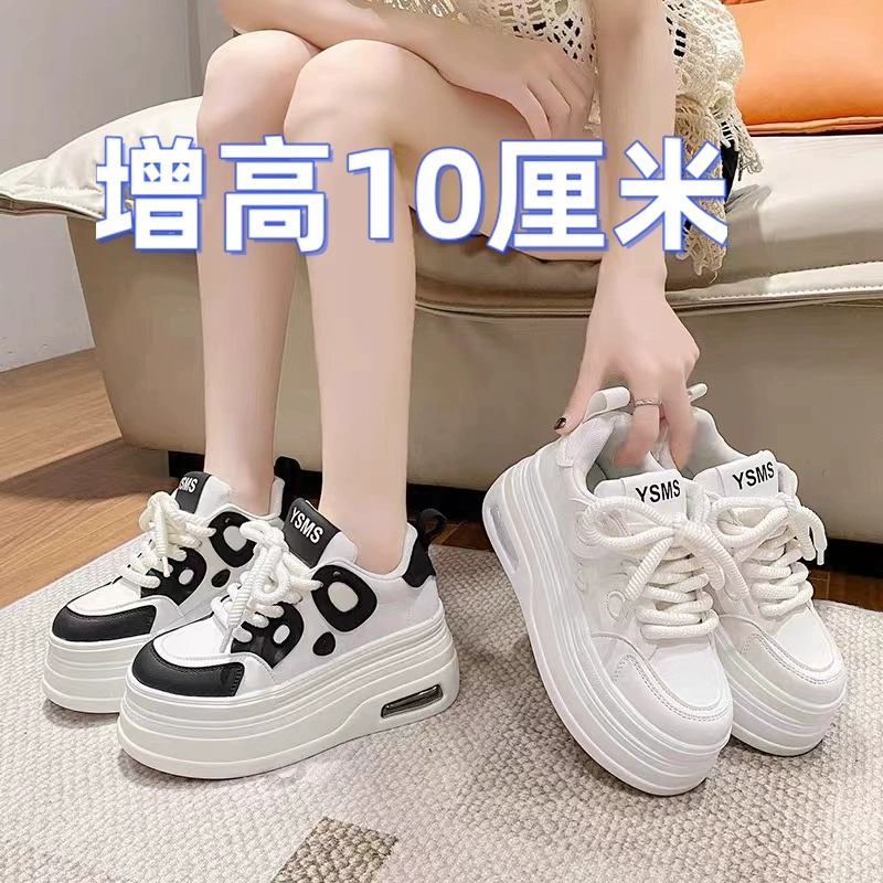 小白鞋女2025新款秋季厚底松糕鞋欧洲站休闲小个子内增高老爹鞋