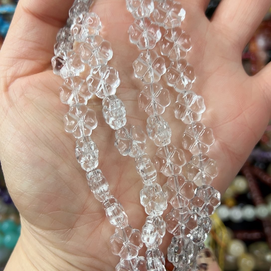 玛瑙/玉髓合金珠宝半成品 压电白水晶花花4圈