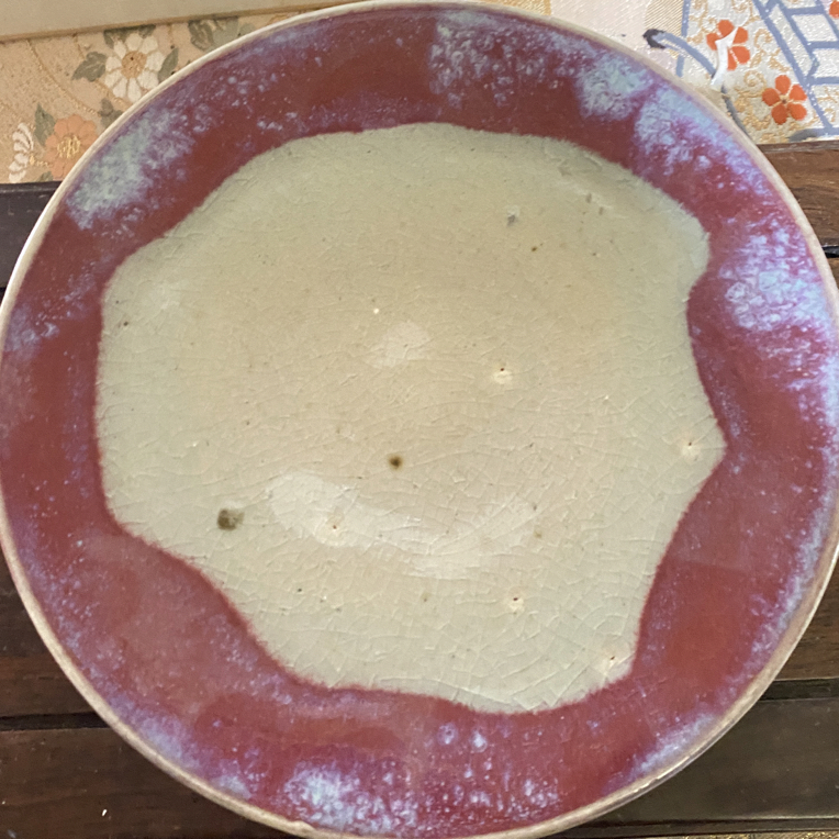 窑变釉壶承，自然流釉，直径16陶瓷
