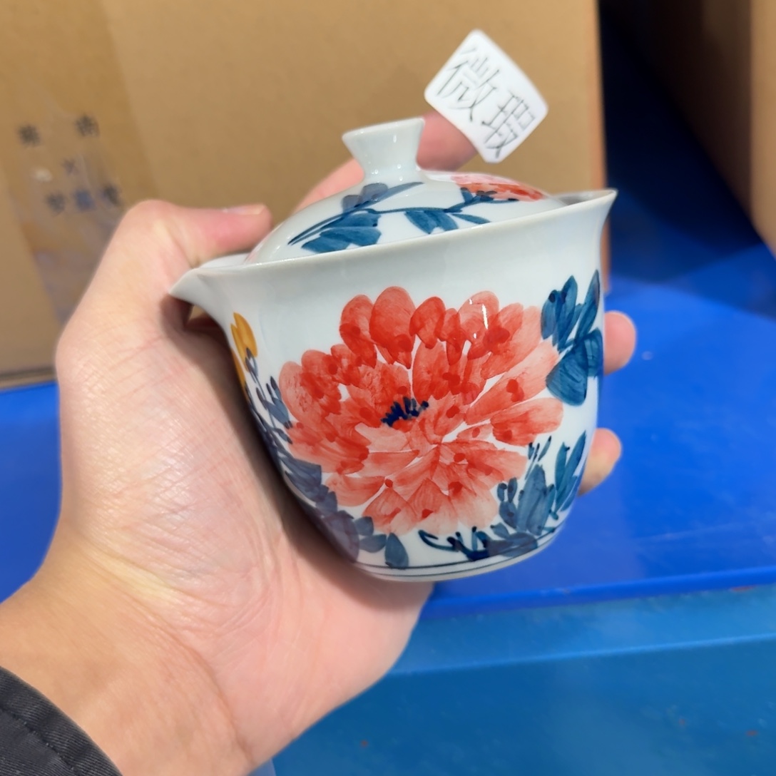 釉下手绘茶具微瑕