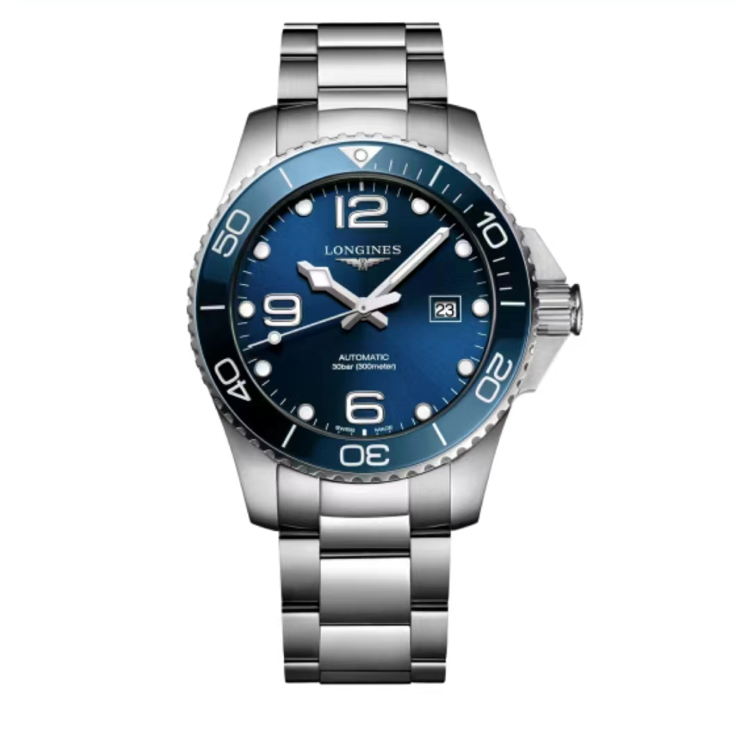 99新 Longines/浪琴 浪琴康卡斯43mm蓝盘男士机械全套腕表