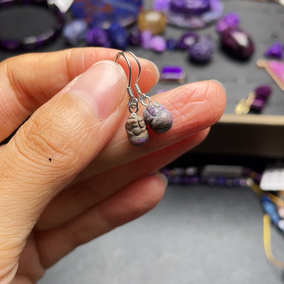 苏纪石（舒俱来）耳环银S925镶嵌