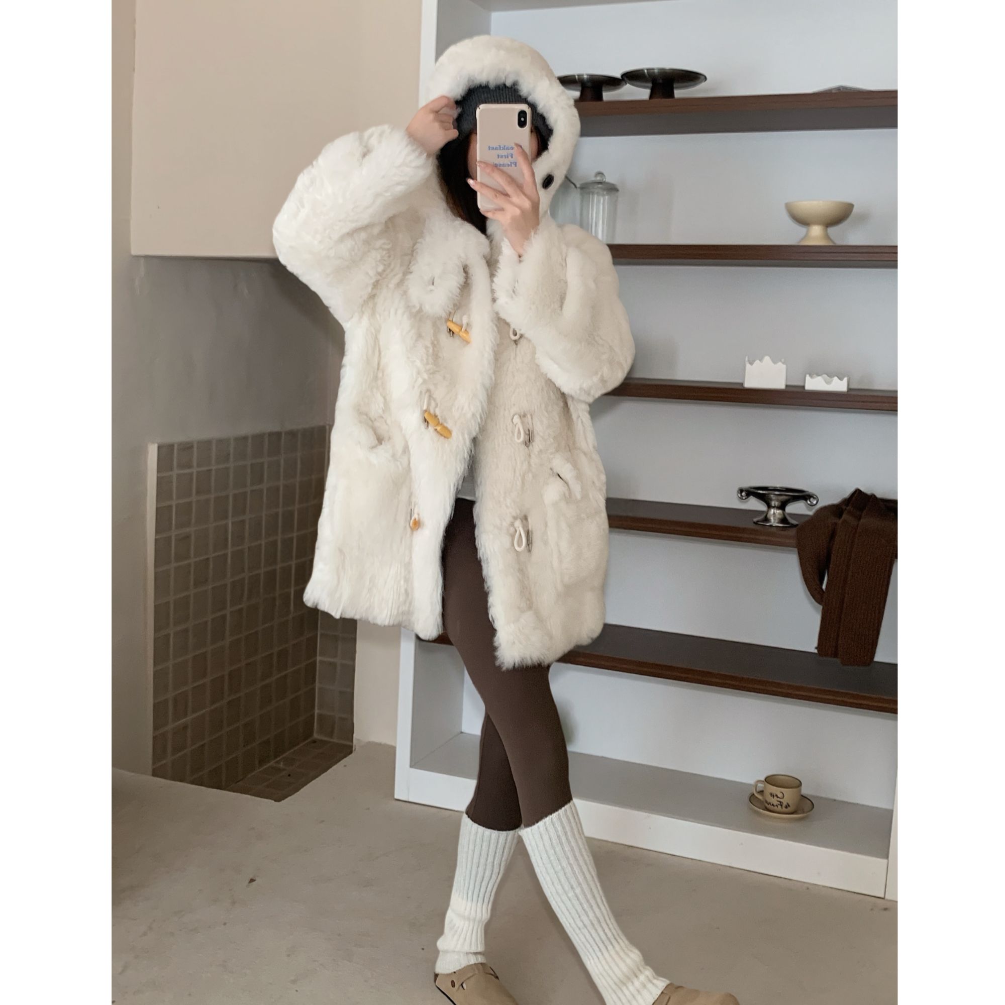 JIAY“暖意帽帽” 托卡皮毛一体中长连帽冬季海宁皮草外套女正品