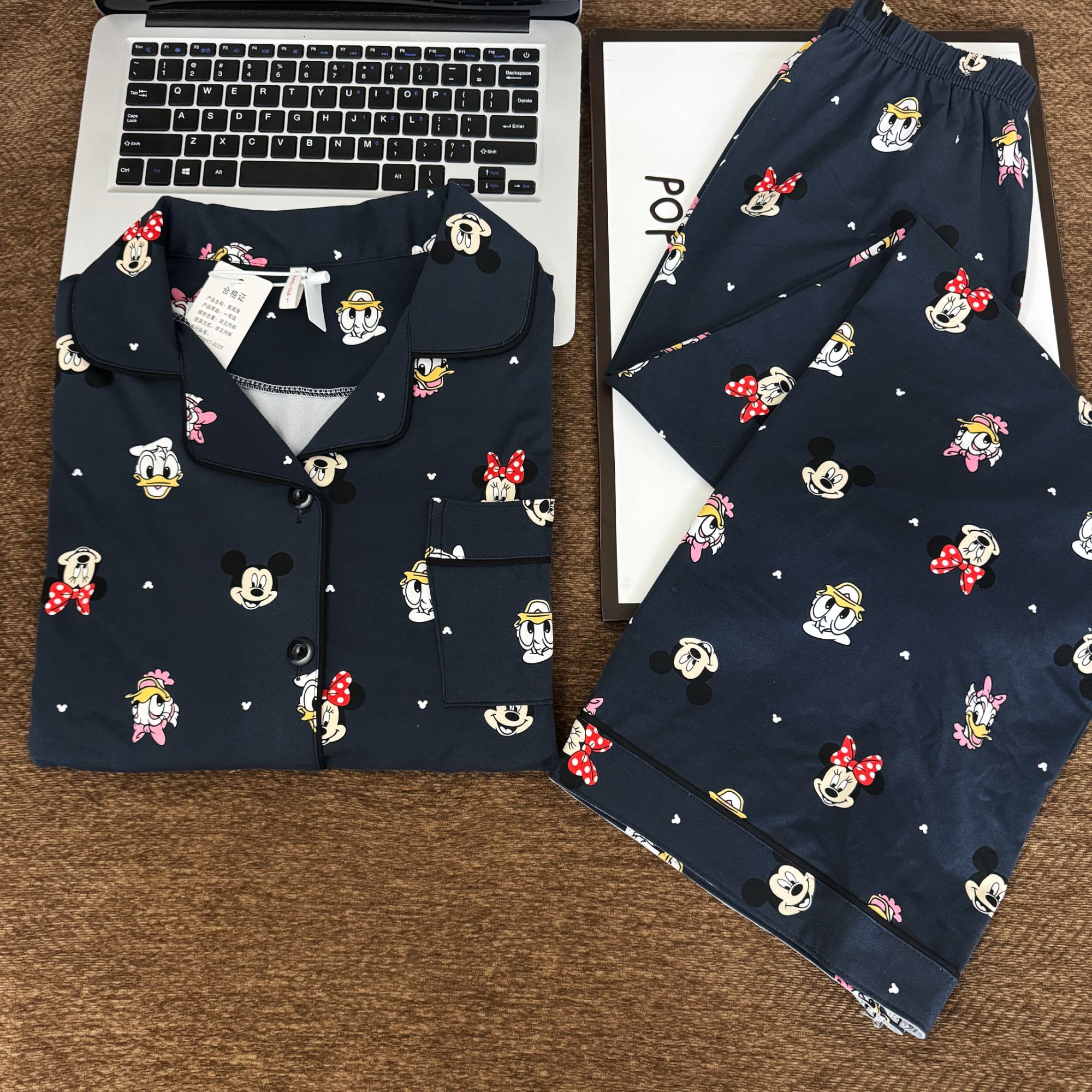 日系可爱米奇印花睡衣女春秋季新款长袖长裤宽松可外穿家居服套装