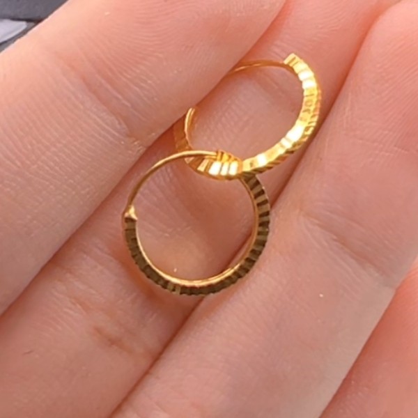 足金999 黄金卡13车花耳圈