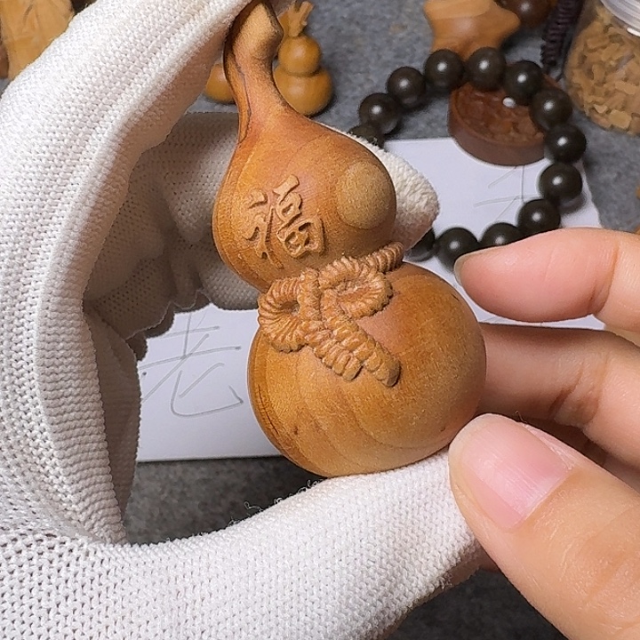 檀香木手串/手链老山檀香雕刻福字大葫芦瘤疤