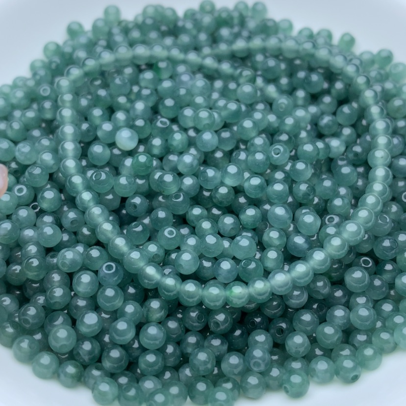 【闪购商品】翡翠手链未镶嵌卡3.5蓝水米珠100颗