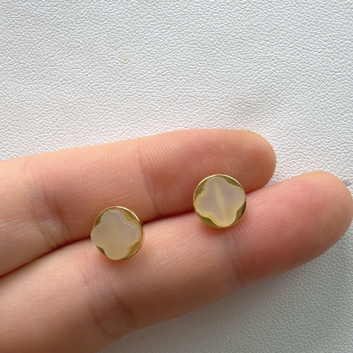 银S925镶嵌和田玉耳饰