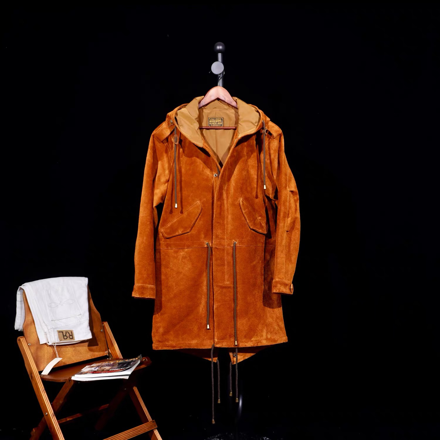 经典咔叽硬汉具备PARKA鱼尾大衣美式复古M51牛皮皮衣长款男风衣