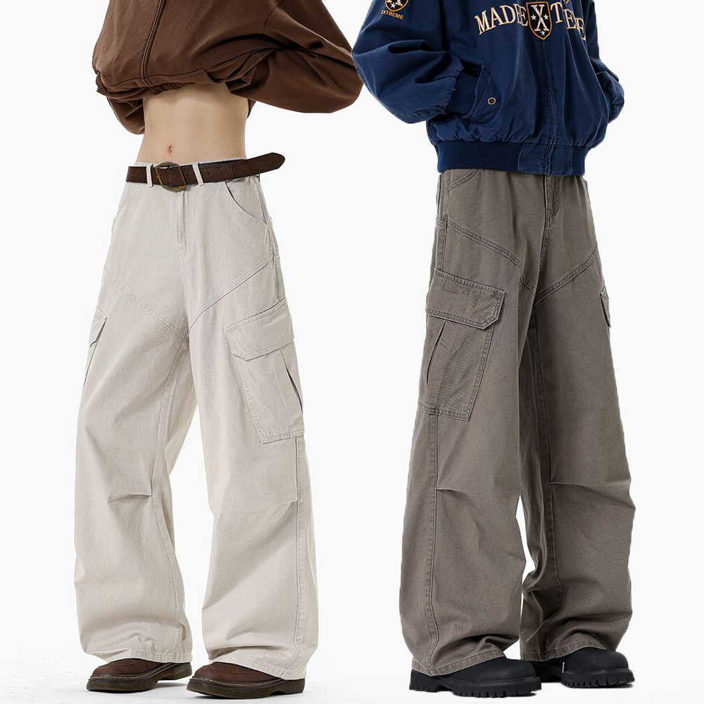 LIGGICC 美式伞兵工装裤男女潮牌宽松直筒阔腿高街痞帅休闲长裤子