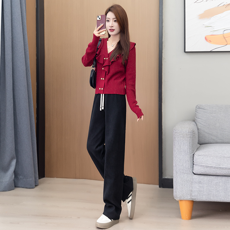 秋冬季外穿阔腿裤女加绒加厚高腰显瘦直筒裤保暖宽松大码休闲裤子