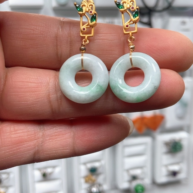 【闪购商品】翡翠耳饰银S925镶嵌耳饰