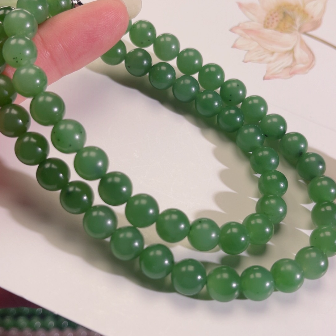 和田玉颈饰未镶嵌碧玉卡8项链