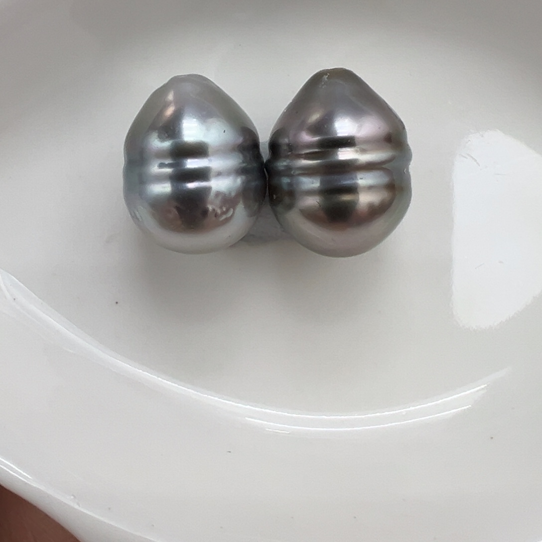 海水珍珠未镶嵌10-11mm铂金灰巴洛克