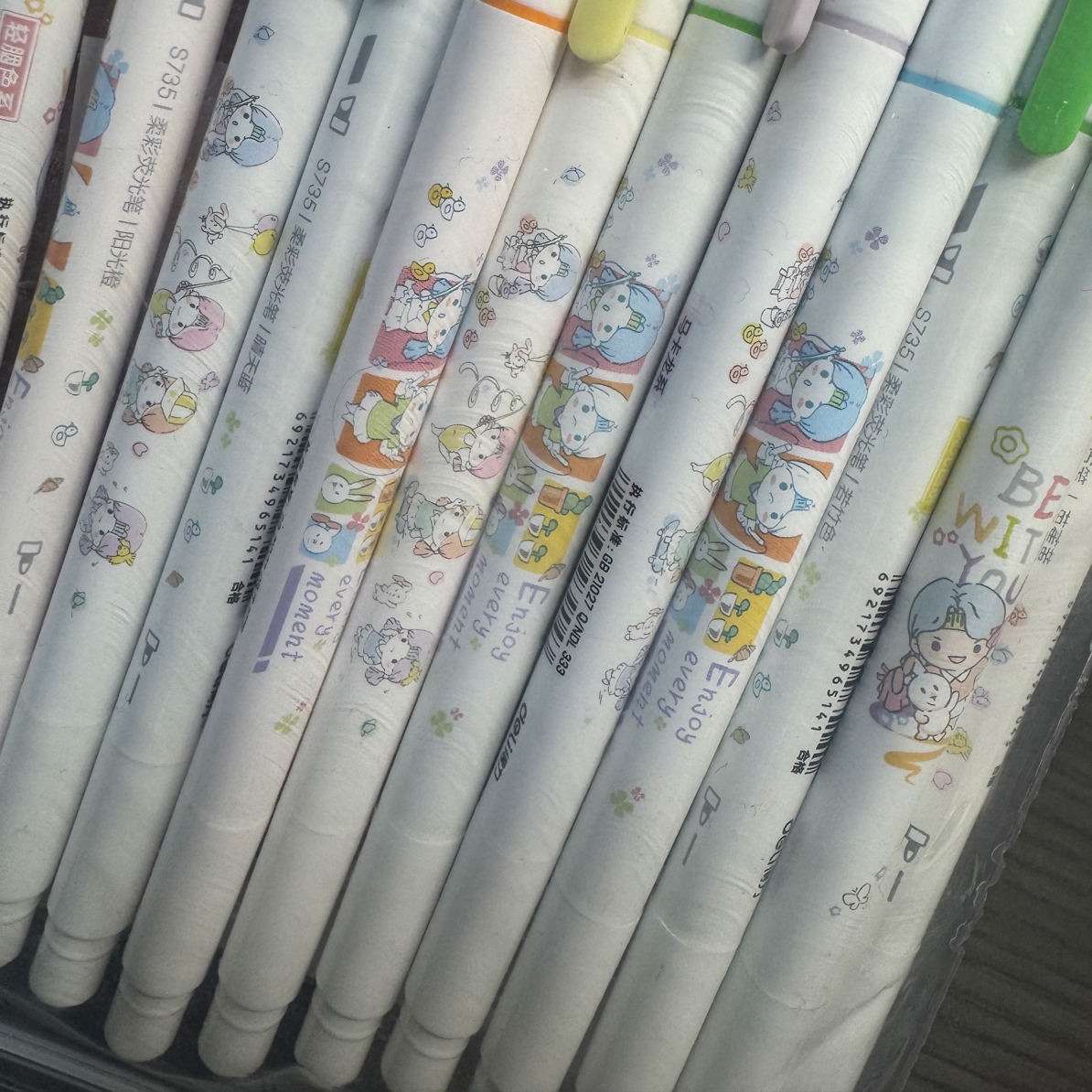 得力荧光笔双头12支（颜色随机