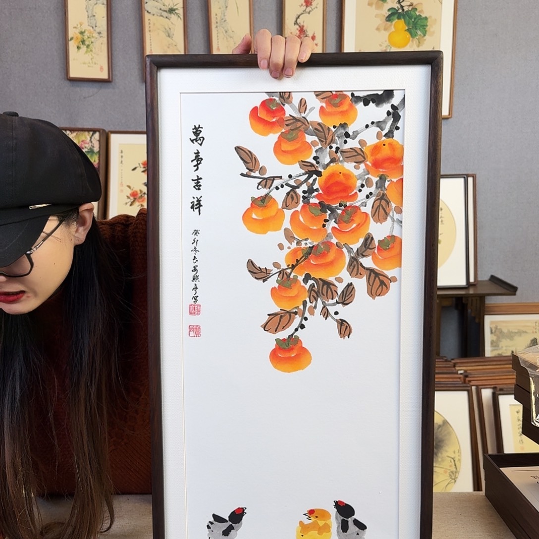 国画手绘带框尺寸： 36*69