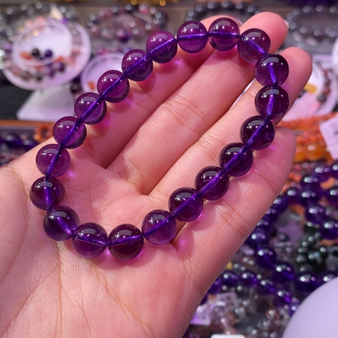 水晶手串未镶嵌紫****e紫水晶9.8+