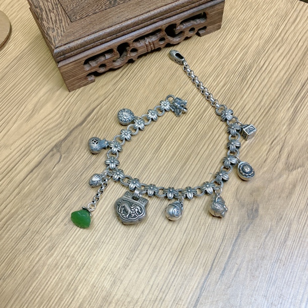 925银银制品 英英手工制作银脚链