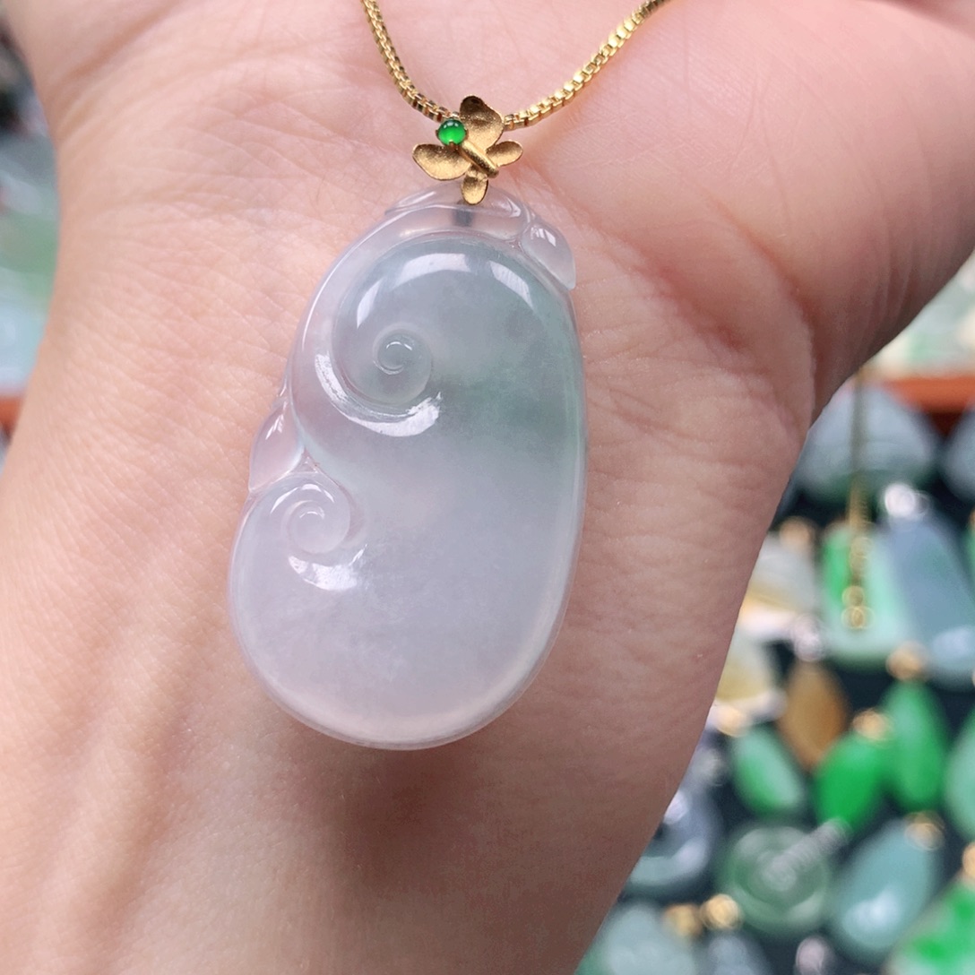 翡翠18K金镶嵌吊坠(不含链)