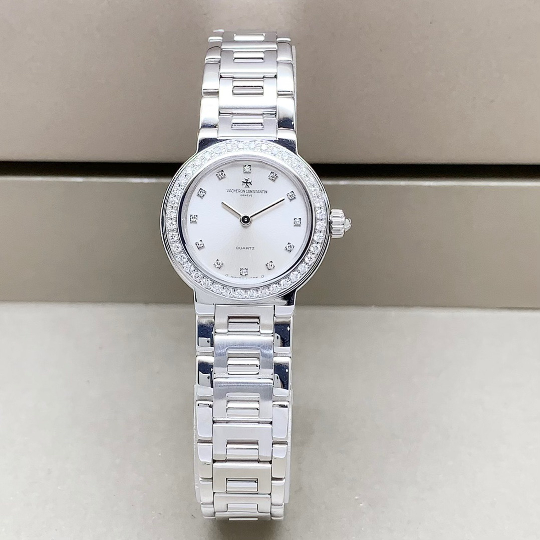 95新 Vacheron Constantin/江诗丹顿 24mm，18k白金，原钻，石英女表