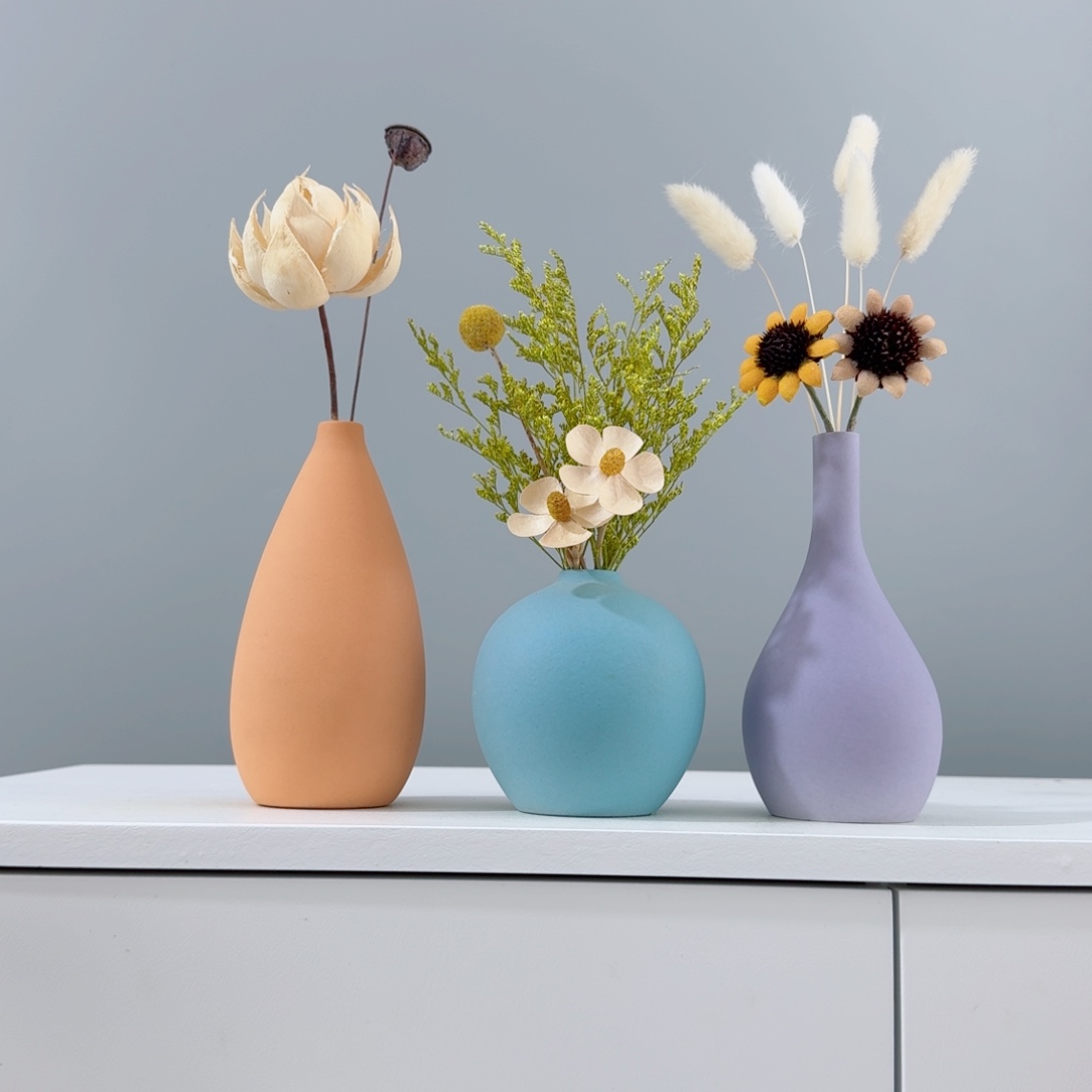 摆件陶瓷花瓶摆件含花总高约20-30cm